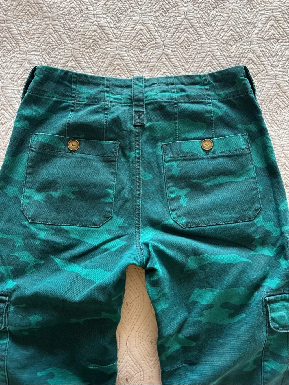 Anthropologie Austin Cargo Trousers Pants Camo Dark Turquoise Size 27 - Picture 8 of 16